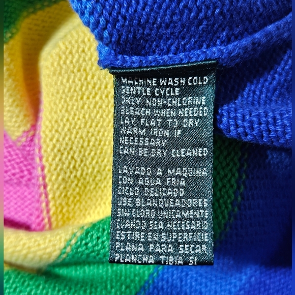 Vintage Ralph Lauren Womens M Sweater Vest Pullover Fleece Shirt Striped Ribbed - Picture 6 of 6